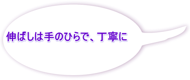 伸ばしは手のひらで、丁寧に